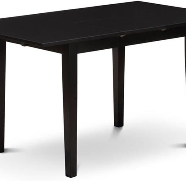 Kitchen Table - a Rectangle Dining Table Top with Butterfly Leaf, 32x54 Inch, Black