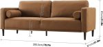 Sofa Couches, 79” Mid-Century Modern Couch, Breathable Faux Leather Couch with Upholstered Cushions/Pillows, 3-Seat Sofas & Couches, for Living Room Apartment Office, Brown