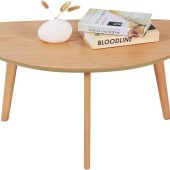 Small Oval Coffee Table Mid Century Modern for Living Room Center Minimalist Display Coffe Table,Nature Wood,18.9" D x 33.47" W 15.75" H