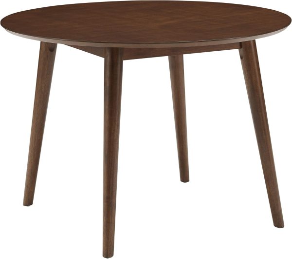 Mid-Century Modern Round Wood Dining Table, Mahogany