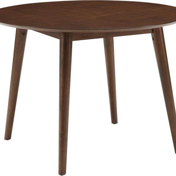 Mid-Century Modern Round Wood Dining Table, Mahogany