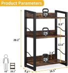 Book Shelf Small Bookshelf: 3-Tier Wood Bookcase Industrial Bookshelf with Edge Protection Metal Narrow Bookcase Storage Organizer Display Rack for Bedroom Home Office (Rustic Brown)