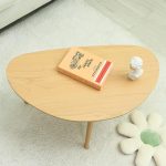 Small Oval Coffee Table Mid Century Modern for Living Room Center Minimalist Display Coffe Table,Nature Wood,18.9" D x 33.47" W 15.75" H